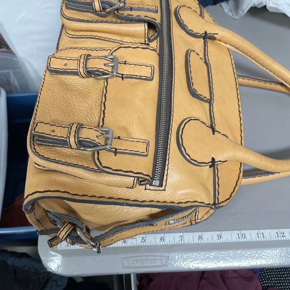 CHLOE Satchel Tote Purse Camel Brown Leather Buttery Pebbled Leather Luxury